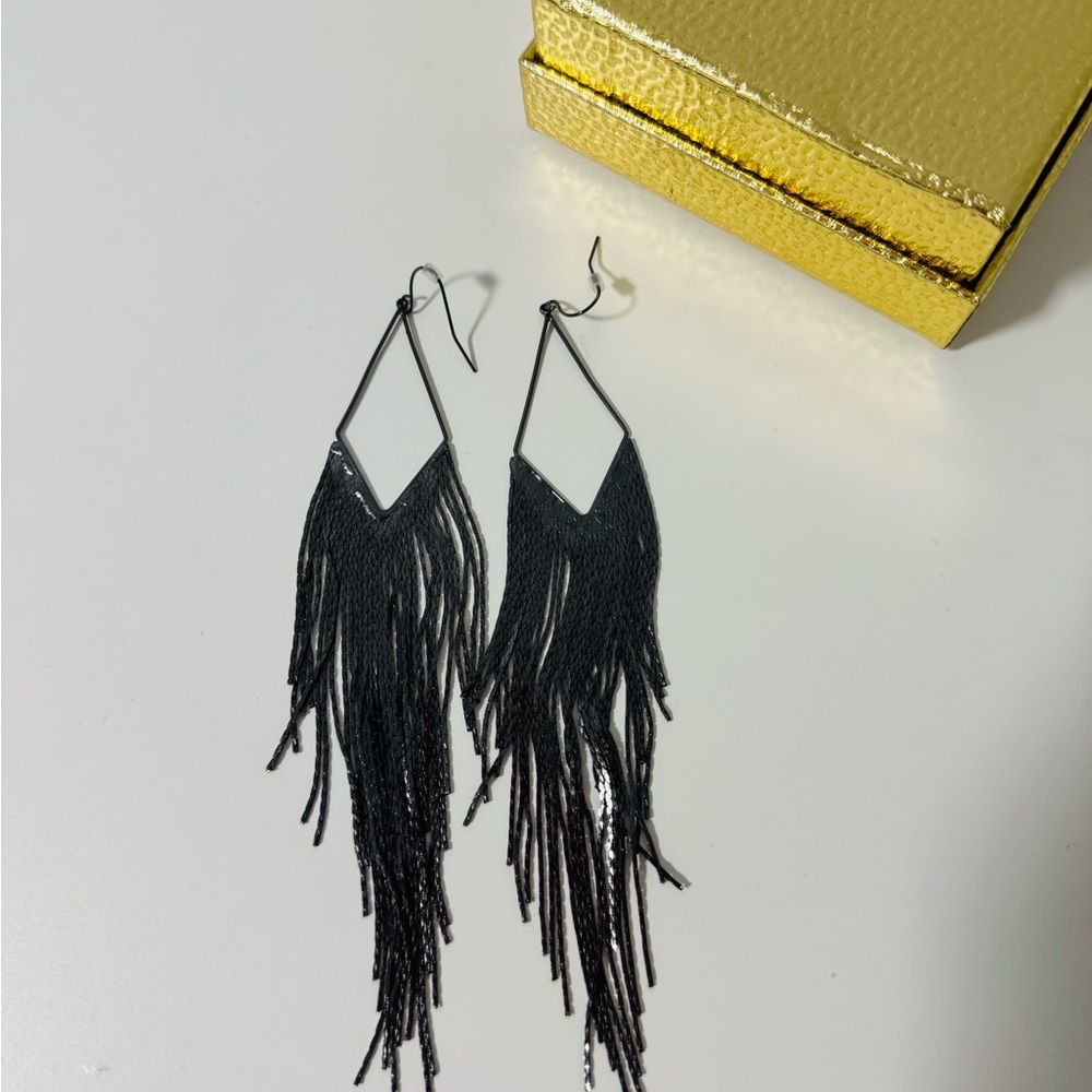 Elegant Black Fringe Earrings